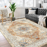 Garvee 9x12 Area Rugs Machine Washable Rug No Shedding Low Pile Carpet Area Rugs for Living Room Bedroom Dining Room Kitchen Entrance Home Office Indoor Rugs Brown - Brown