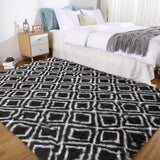 Garvee 6x9 Area Rugs Shag Rugs for Living Room Shaggy Rug Kids Rug Plush Rug Geometic Black Carpet Bedroom Rug Fluffy Rug Bedside Rug Soft Rug Non Skid Rug Modern Area Rug Large Rug 6'x9' Black - Black