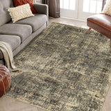 Garvee 10x13 Rugs for Living Room Washable Area Rug Non Slip Faux Wool Area Rug Vintage Distressed Rug Low Pile Accent Rug Indoor Floor Carpet for Bedroom Office Home Decor - Green