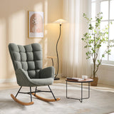 Garvee TeddyVelvet Rocking Armchair, Rocking Teddychair with Bigger Backrest & Pocket, Upholstered Accent Armchair, Modern Glider Rocker Chair for Living Room Bedroom Balcony - Green
