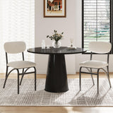 Garvee Dining Chairs, Boucle Dining Chairs Set of 2, Mid-Century Modern Upholstered Kitchen Dining Room Chairs with Arched Metal Legs for Dining Room Kitchen Living Room, Beige - Beige