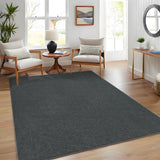 Garvee Woven Textured Area Rug 5x7 Washable Non Slip Non-Shedding Ultra-Thin Low Pile Carpet Charcoal for Living Room Bedroom Nursery Dining Room Office Dorm - Charcoal