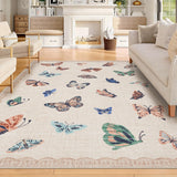 Garvee Area Rug 9x12, No Slip Washable Butterfly Pattern Rug, Low-Pile Design, Apricot for Living Room Bedroom Dining Room - Apricot