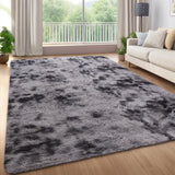 Garvee Area Rugs 9x12 Large Shag Rug Soft Plush Furry Tie-Dye Dark Grey for Living Room Bedroom Kids - Tie-Dyed Dark Gray
