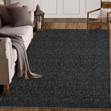 Garvee Contemporary Solid Color Rug 4x6 Machine Washable Non Slip Stain Resistant Black for Bedroom Living Room Dining Room Entryway - Black