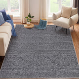 Garvee 8x10 Area Washable Rug, Solid Large Soft Rugs for Living Room, Bedroom, Dining Room, Non-Slip, Low Pile, Stain Resistant, Black - Black