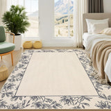Garvee 10x13 Living Room Rugs Bordered Modern Non Slip Bedroom Rug with Leaf Print Beige - Beige