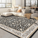 Garvee Washable 10x13 Area Rugs Vintage Non-Slip Low Pile Carpet for Living Room Bedroom Black - Black