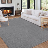 Garvee Washable Rug 9x12 Large Area Rug Modern Solid Textured Living Room Rug Anti-Slip Bedroom Rugs Indoor Soft Woven Carpet Low Pile Non-Shedding Farmhouse Rugs Floor Carpet for Nursery Dorm Grey - Gray