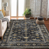 Garvee Vintage Washable Area Rug Non Slip Non Shedding Floral Soft Throw Rug for Bedroom Living Room Black 6 ft x 9 ft - Black