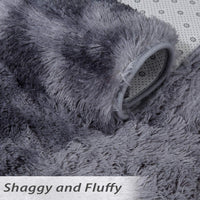 Garvee Fluffy & Sheepskin Dark Grey 24"×71" Area Rug for Bedroom Plush Rug Non-Slip Carpet Shaggy Rug for Living Room Bedroom Dining Room Kitchen Office Nursery Bedroom Decor