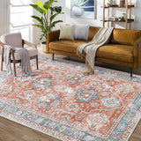 Garvee Washable Rugs 8x10 Rug for Living Room Boho Vintage Area Rug for Bedroom Indoor Floral Bohemian Oriental Large Rug Soft Non Shedding Stain Resistant Carpet for Dining Room 8'x10' Terracotta - Orange