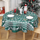 Garvee Round Table Cloths 60 Inch Xmas Tree and Deer Design Waterproof Tablecloth Boho Table Cover for Outdoor, Indoor Party Kitchen Dining RoomRound 60x60, Green1 - Green1