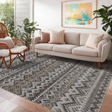 Garvee 9x12 Bohemian Rugs for Living Room Soft Washable Non-Slip Brown Low Pile Carpet - Brown