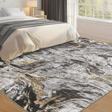 Garvee Area Rug 5x7 Machine Washable Rug for Living Room, Non-Slip Soft Floor Carpet, Low Pile Modern Abstract Rug, Foldable Rug for Bedroom, Dining Room, Kitchen, Gray - Gray