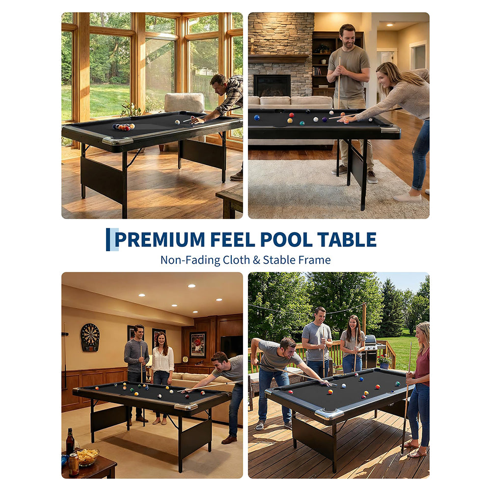 Garvee 7 ft Portable Folding Pool Table With Full Billiard Set For Family Game Room, Space-Saving Design, Premium Felt, Durable MDF Construction