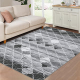 Garvee 8x10 Area Rug Modern Moroccan Machine Washable Area Rug for Living Room Bedroom Contemporary Geometric Non-Slip Stain Resistant Accent Rug Carpet for Home Decor Floor Decoration, Grey - Gray