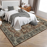 Garvee 5x7 Area Rug Washable Non-Slip Living Room Indoor Stain Resistant Large Bedroom Rug Vintage Distressed Throw Floor Cover Traditional Accent Carpet for Dining Room Home Decor, Red - Red