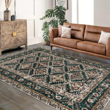 Garvee 5'x7' Washable Area Rugs, Durable Low Pile Non-Slip Carpet for Living Room, Office, Dining Room, Kids Room, Green - Dark Green