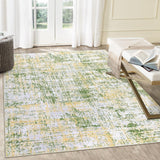Garvee Area Rug 9x12 Abstract Contemporary Area Rugs Non Slip Washable Rug Ultra Soft Rug Colorful Overdyed Mat Low Pile Thin Rug Stain Resistant Distressed Rugs for Living Room Bedroom, Green Multi - Yellow Green