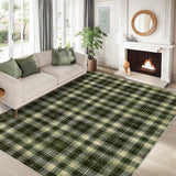 Garvee Plaid Olive Green 5x7 Machine Washable Area Rug Modern Print Decorative Plaid Rug with Rubber Backing Low Pile Irregular Plaid Rugs Foldable Carpet for Living Room Bedroom Study Room - Olive Green