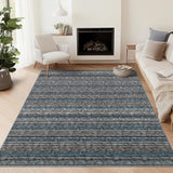 Garvee Striped Washable Rugs for Living Room 5x7 Stain Resistant Area Rug for Bedroom Large Soft Floor Carpet Non Slip Modern Transitional Rug for Dining Room Laundry Kid Room, Blue - Blue