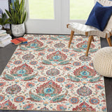 Garvee Vintage 6x9 Area Rug Washable Rug Living Room Rug Retro Paisley Distressed Carpet Soft Low Pile Bedroom Rug Retro Paisley Print Accent Carpet for Dining Room Nursery Home Office - Colorful
