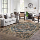 Garvee 10x13 Area Rugs Vintage Retro Washable Non Slip Low Pile Faux Wool Carpet for Living Room Bedroom Dining Room Blue Brown - Blue/Brown