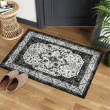 Garvee 2x3 Black Vintage Medallion Area Rug Washable Non-Slip Low Pile Entryway Rug, Soft Indoor Accent Carpet for Kitchen Bedroom - Black