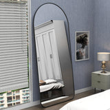 Garvee Dressing Mirror Leaning Against Wall Aluminum Frame Full Body Mirror for Bedroom 71x32 Black