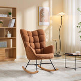 Garvee TeddyVelvet Rocking Armchair, Rocking Teddychair with Bigger Backrest & Pocket, Upholstered Accent Armchair, Modern Glider Rocker Chair for Living Room Bedroom Balcony - Brown