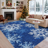 Garvee Christmas Washable Rugs Snowflake Rug Non Slip 9'x12' Blue for Living Room Bedroom Nursery - Snowflake|Blue