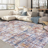Garvee Washable Area Rugs 9x12 Living Room Modern Rugs for Bedroom Abstract Distressed Rug Soft Large Area Rug Non Slip Throw Rugs Stain Resistant Carpet for Nursery Dining Room 9'x12' Red/Blue - Red Blue