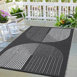 Garvee Outdoor Black & White 6x9 Rug, Waterproof Plastic Straw Rug for Patio, UV Resistant Reversible Floor Carpet Outside Portable RV Camping Pat for Balcony, Porch, Backyard, Black & White - Black & White