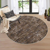 Garvee Solid Brown 3'-Round Area Rug Small Washable Circle Rug Non Slip Stain Resistant Brown Modern Living Room Carpet Soft Low Pile Bedroom Mat - Brown
