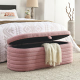 Garvee 45.5 Inches Storage Ottoman Bench with Safety Hinge Upholstered Storage Bench for Bedroom Living Room Entryway Pink - Pink