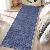 Garvee Modern Runner Rug 2x6 Washable Rug Runner Solid Woven Print Hallway Runners Indoor Soft Entryway Rug Non Slip Non-Shedding Low Pile Foldable Kitchen Rug Runner for Laundry Bedside Blue - Blue