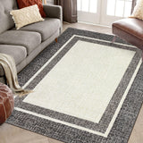 Garvee Bordered Brown 10x13 Modern Area Rug – Non-Slip, Stain-Resistant, Low-Pile, Soft Accent Carpet for Living Room, Bedroom, Office, or Home Decor - Brown