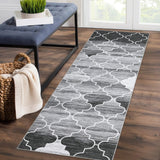 Garvee Hallway Runner Rug, Washable, Stain Resistant, Non-Slip, Modern Trellis, Distressed, Grey, 2' x 6', Perfect for Entryway - Gray
