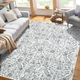 Garvee Traditional Tiled Area Rug, Faded Transitional Design, 6x9 Stain Resistant Rug for Bedroom, Dining Room, Living Room, Hallway, Office, Kitchen, Entryway - Gray/Beige