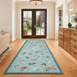 Garvee Butterfly Area Rug 2x6 Light Green, No Slip Washable Low-Profile Carpet for Bedroom Living Room Dining Room - Light Green