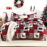 Garvee Christmas Duvet Cover Twin for Kids, Soft Brushed Microfiber Comforter Cover Sets, Reindeer Printed Holiday Theme Bedroom Decorative Bedding (Twin Size, Christmas Plaid Deer) - Black