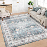Garvee Washable Rugs Modern Floral Accent Bedroom Rug 5x7 Green Foldable Non Slip Ultra Soft - Light Green