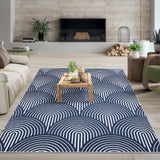 Garvee Rugs for Living Room 5x7 Washable Rug Modern Rug Non Slip Soft Indoor Carpet Non Shedding Throw Carpet Contemporary Stripes Print Accent Rug for Bedroom Dining Room Office Home Decor Navy - Blue