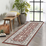 Garvee Washable Runner Rug Vintage 2x6 Red Non-Slip Kitchen Hallway Low-Pile Carpet - Red