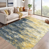 Garvee Washable Rug 5x7 Abstract Area Rug for Living Room, Non Slip Foldable Soft Rugs for Bedroom, Stain Resistant Rugs Modern Fuzzy Rug, Indoor Carpet for Entryway Home, Yellow/Blue - Yellow/Blue
