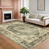 Garvee 10x13 Rug, Large Brown Area Rug - Non-Slip Foldable Rugs for Living Room 10x13 - Stain Resistant Vintage Area Rugs 10x13 - Living Room Area Rugs 10x13 - Eco-Friendly Washable Rug - Brown