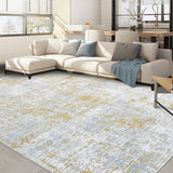 Garvee Washable Area Rugs 9x12 Rug Living Room Rug Modern Rugs for Bedroom Distressed Soft Large Area Rug Non Slip Throw Rugs Stain Resistant Carpet for Nursery Dining Room Office 9'x12' Grey/Taupe - Gray Yellow