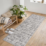 Garvee Washed Back Low Pile Area Rug for Living Room 2x6ft Non Slip Washable Carpet Grey - Gray