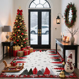 Garvee Christmas Tree Pattern Red 8x10 Rug - Washable Non-Slip & Stain Resistant Low Pile for Hallway, Entryway & Festive Bedroom Decor - Red